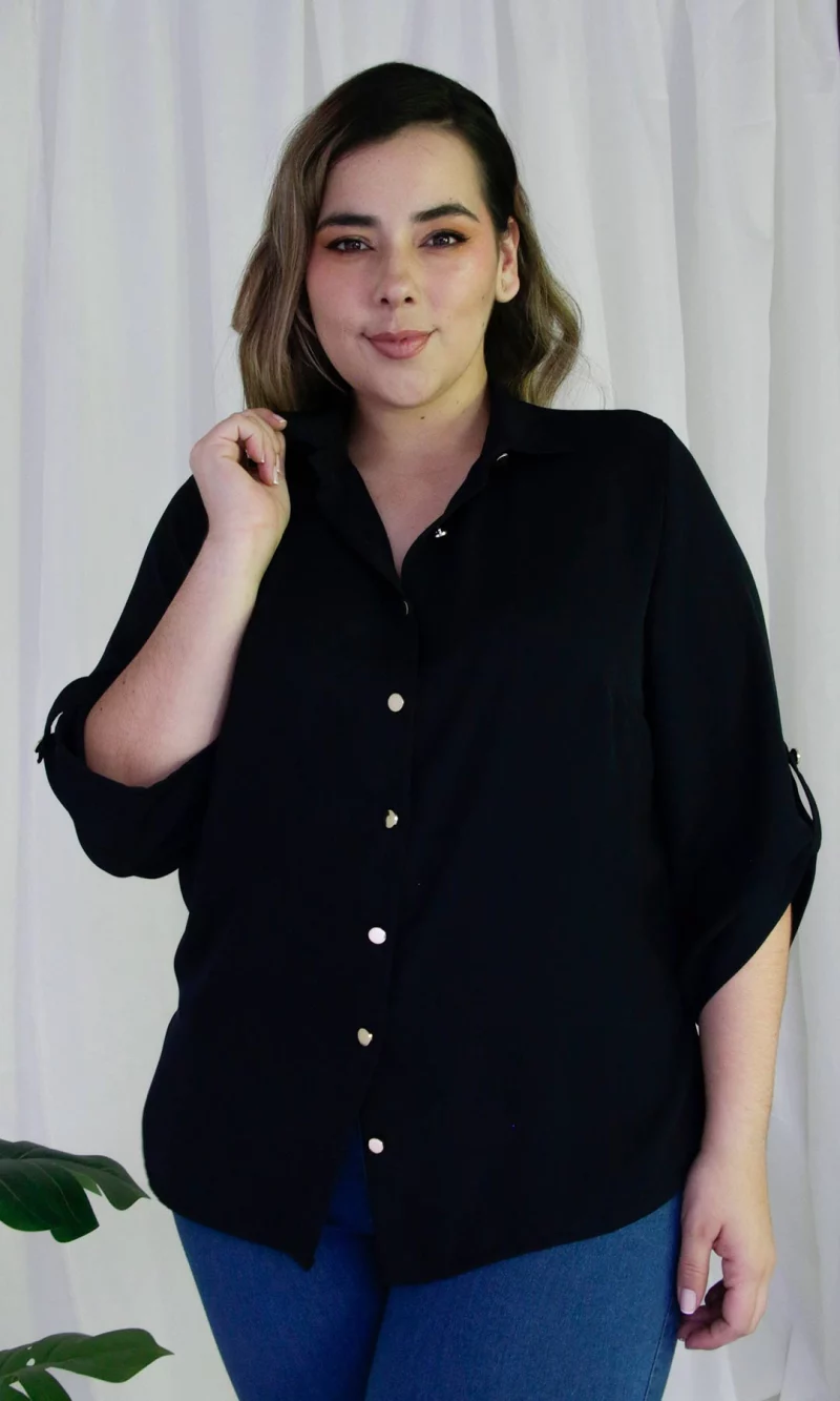 Blusa mujer manga 3/4 unicolor - Imagen 5
