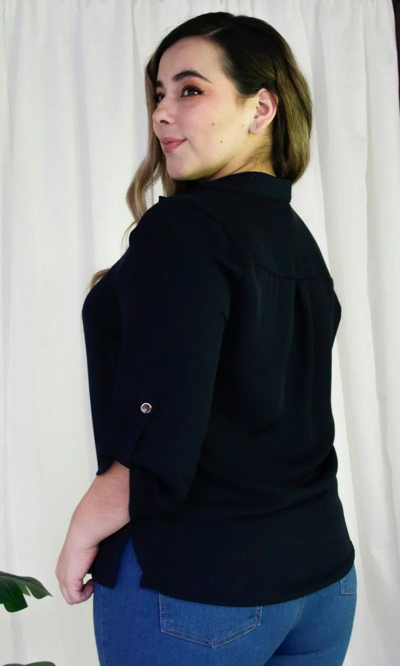 Blusa mujer manga 3/4 unicolor - Imagen 6