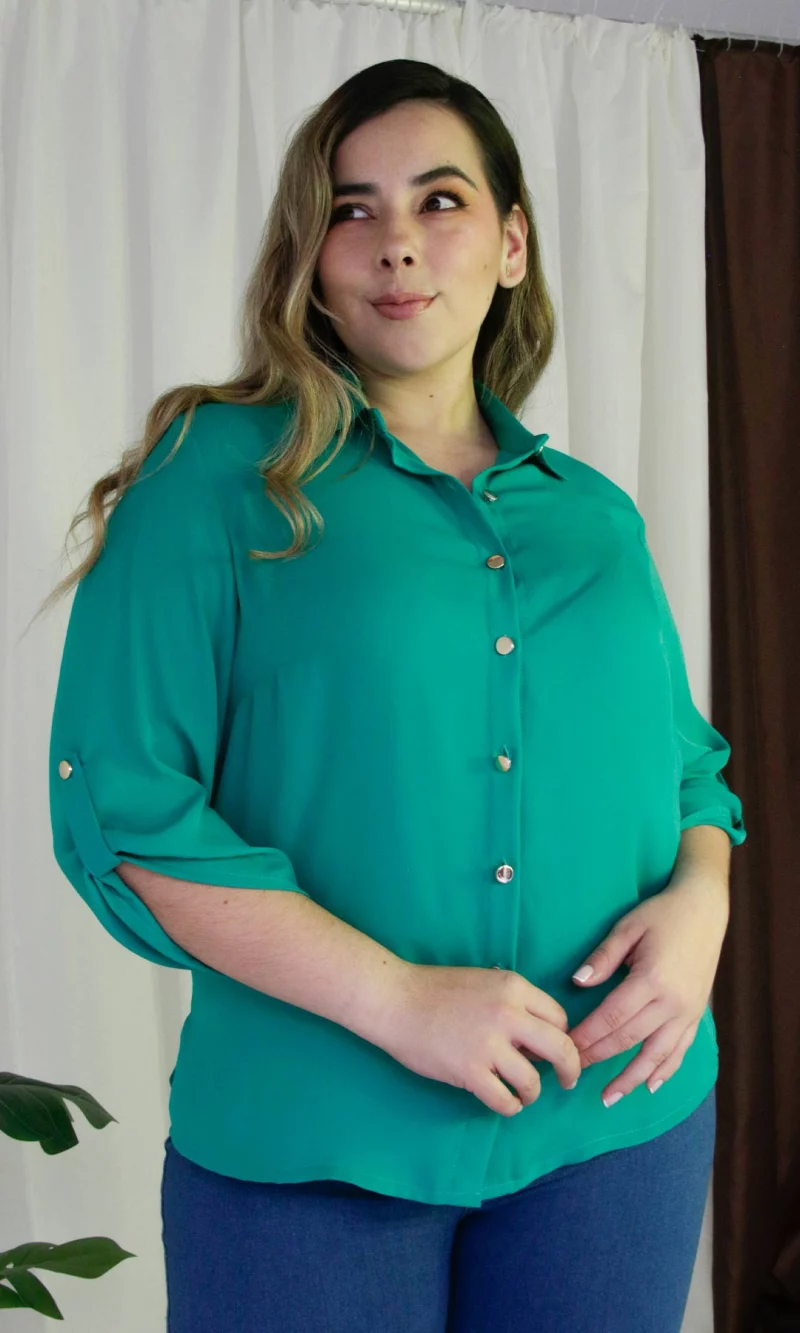 Blusa mujer manga 3/4 unicolor