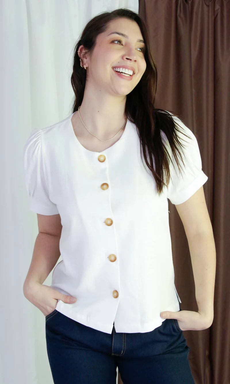 Blusa mujer manga corta unicolor