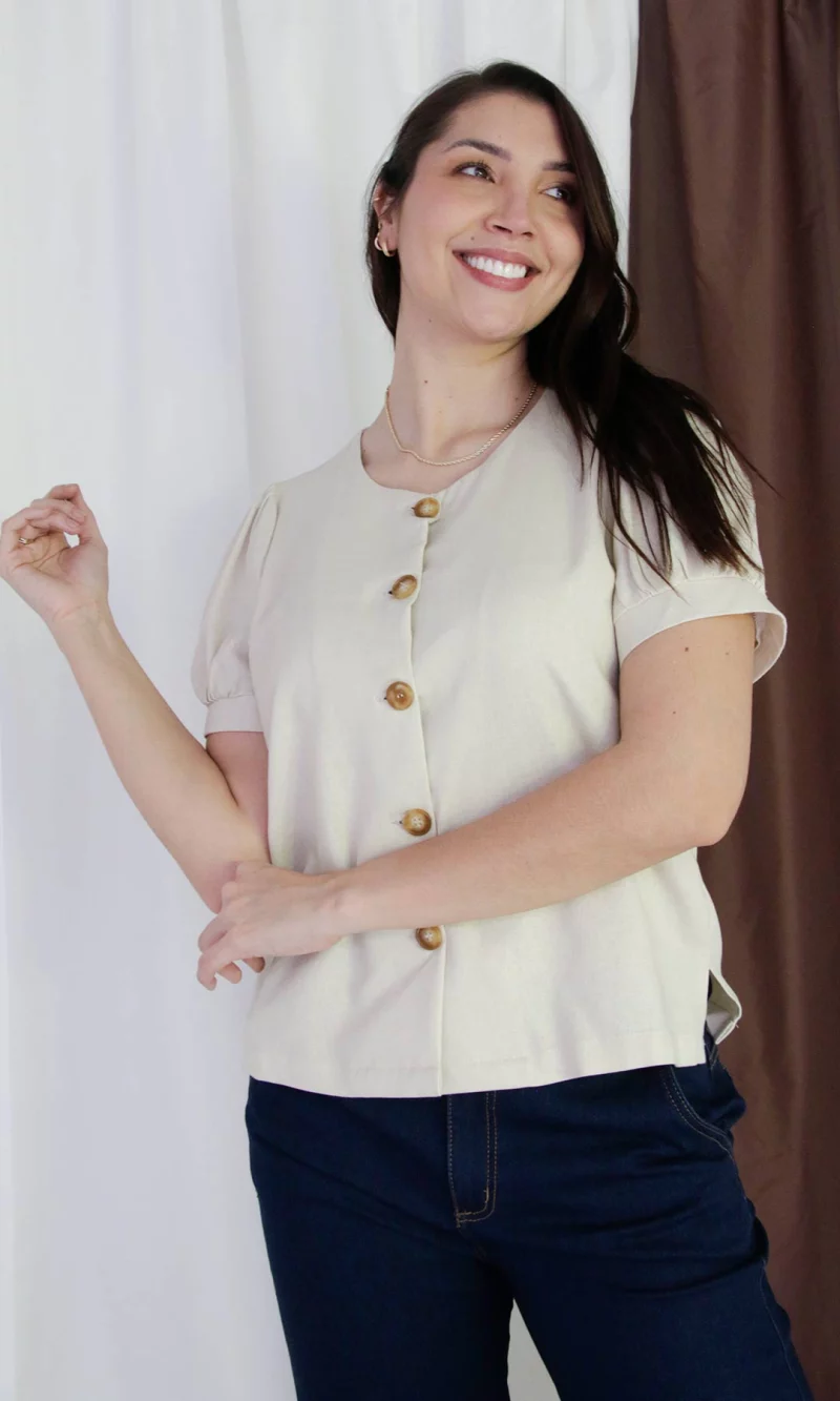 Blusa mujer manga corta unicolor - Imagen 4