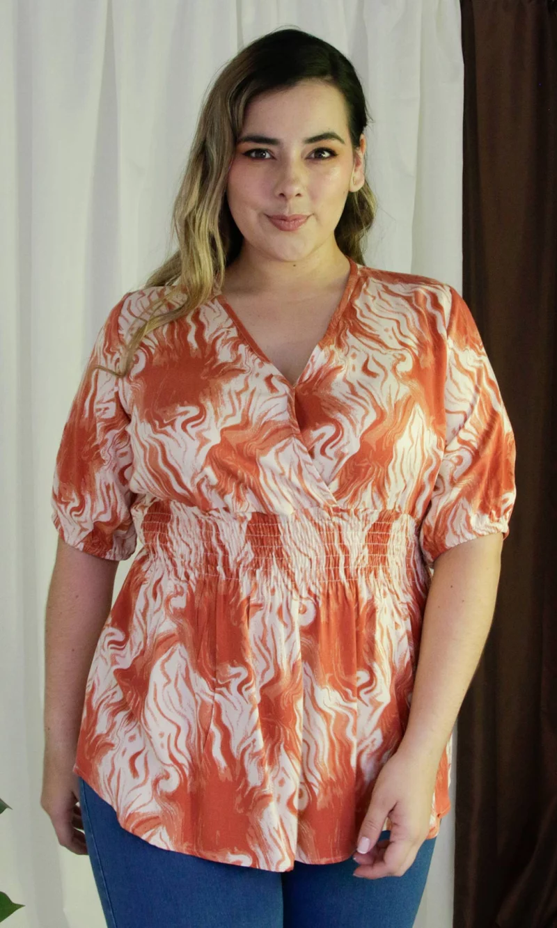 Blusa mujer manga corta estampada