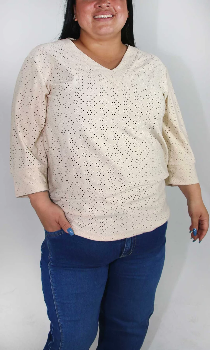 Camiseta mujer manga 3/4 unicolor