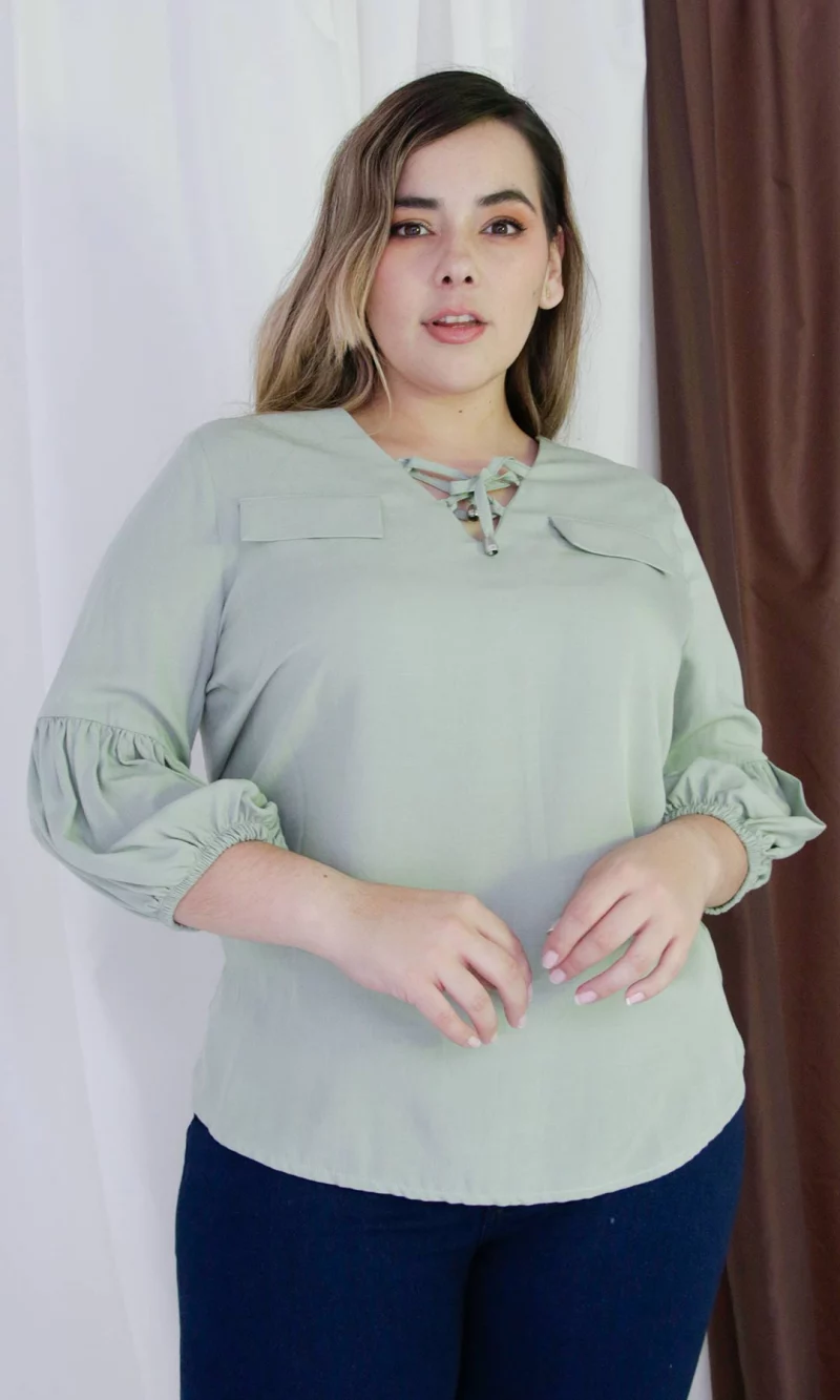 Blusa mujer manga 3/4 unicolor