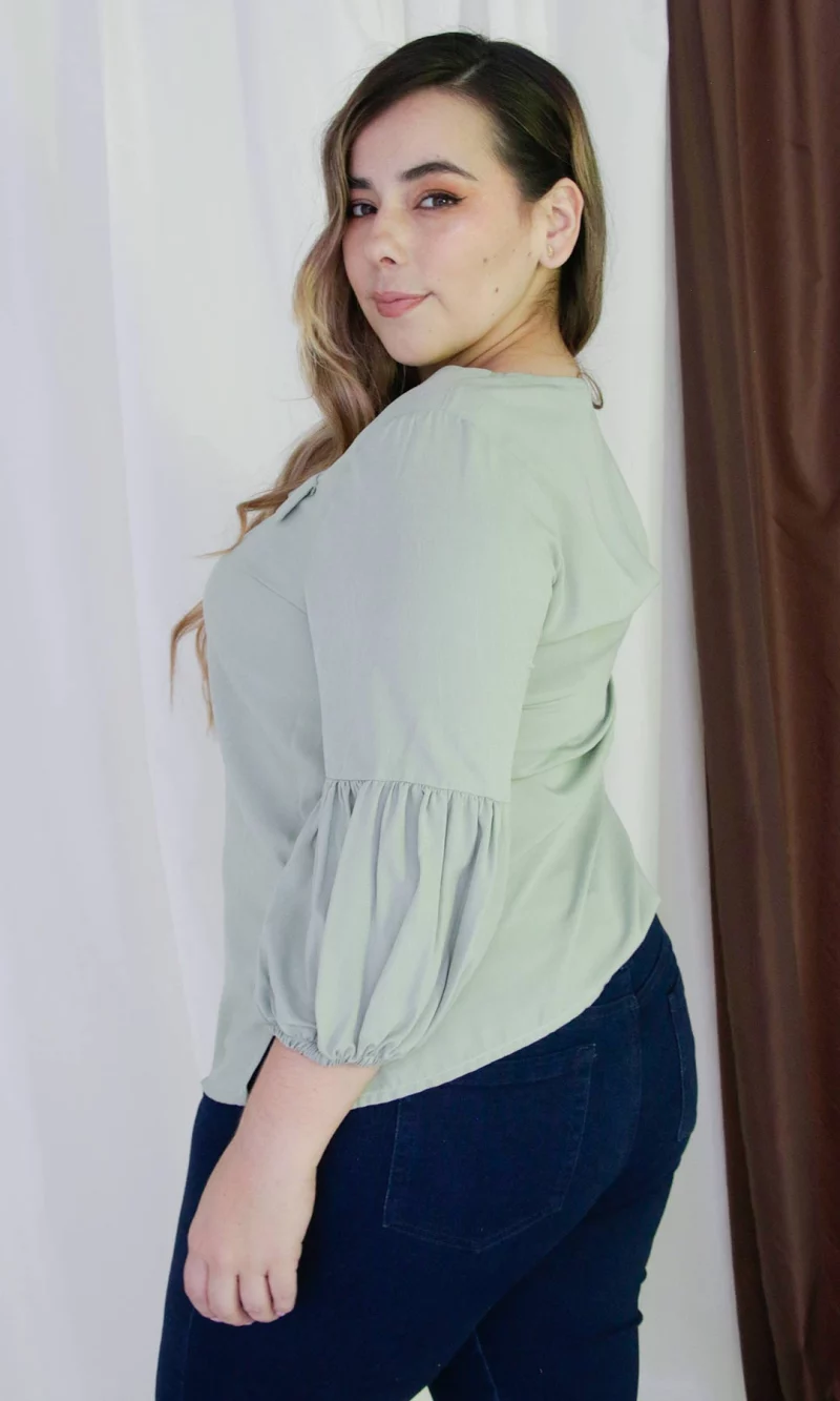 Blusa mujer manga 3/4 unicolor - Imagen 4