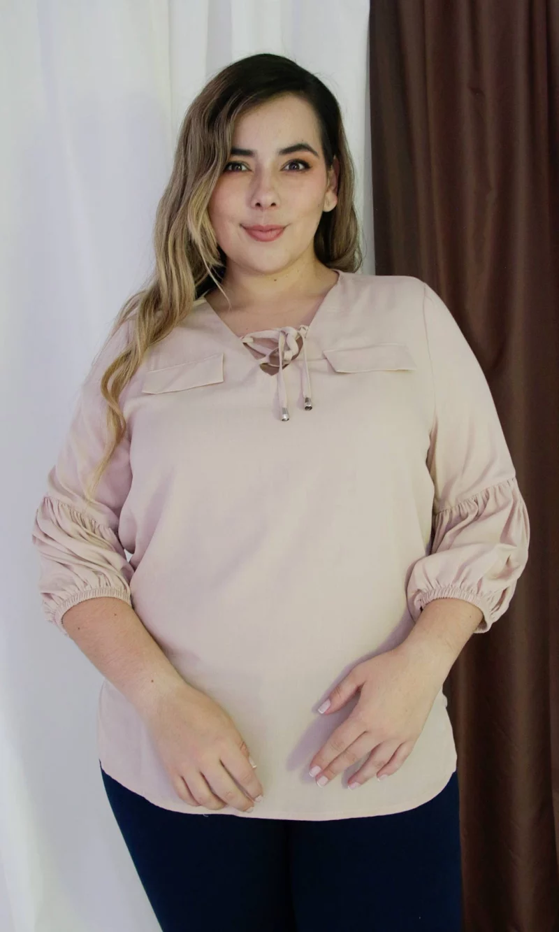 Blusa mujer manga 3/4 unicolor - Imagen 5