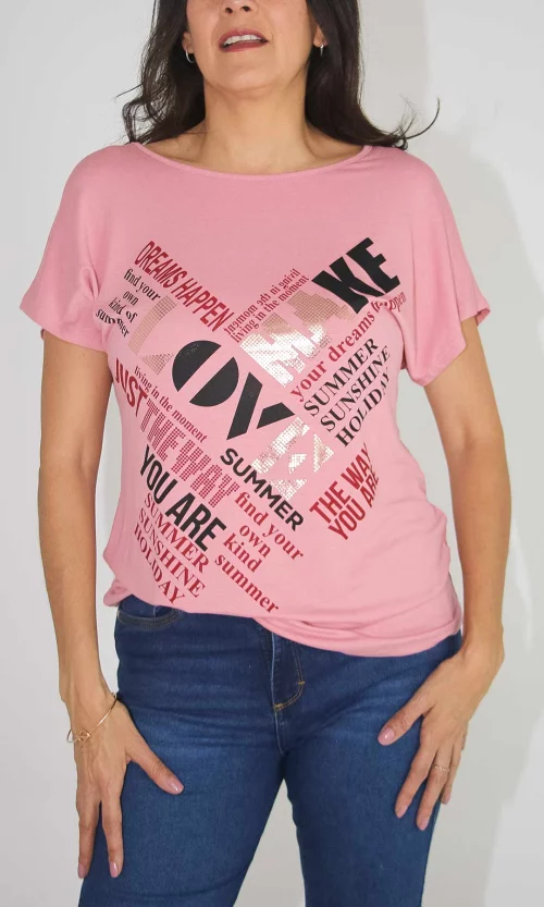 Camiseta mujer manga corta estampada