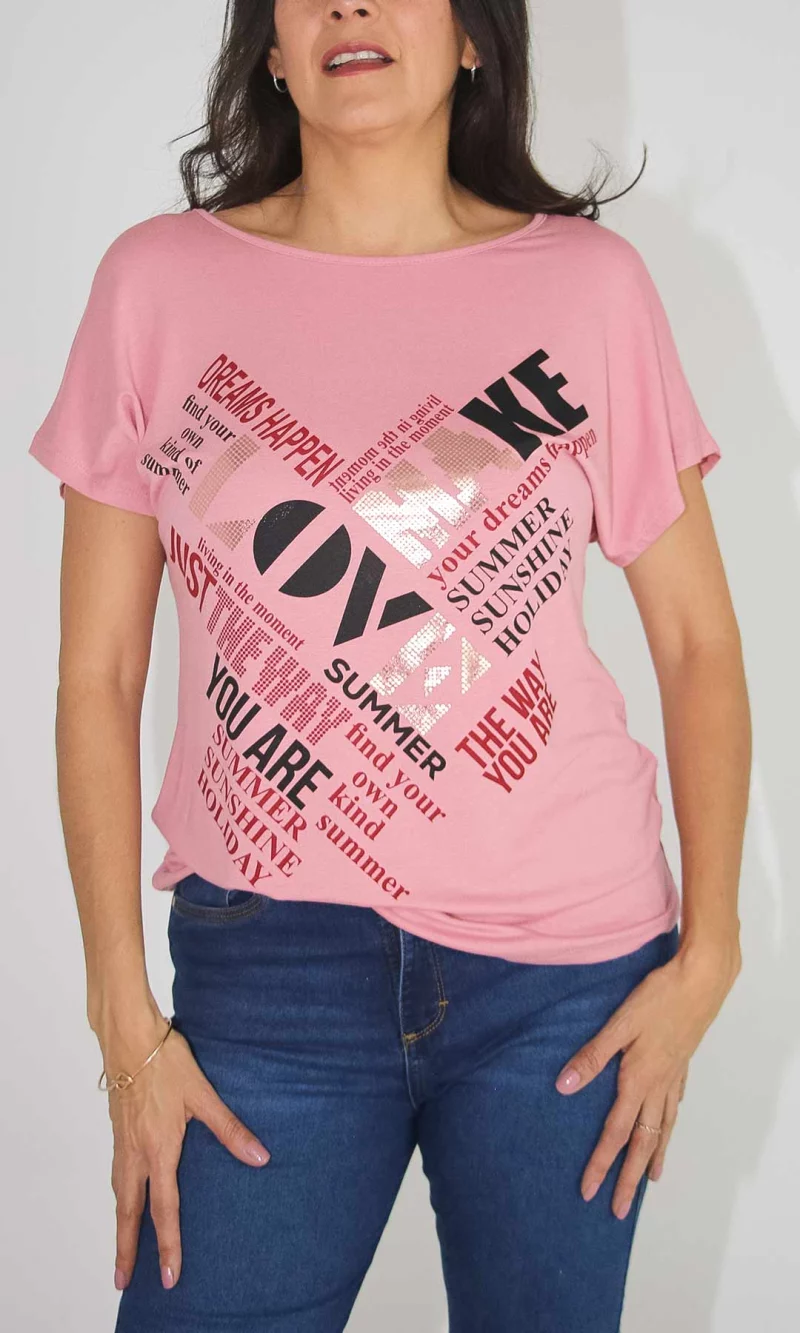 Camiseta mujer manga corta estampada