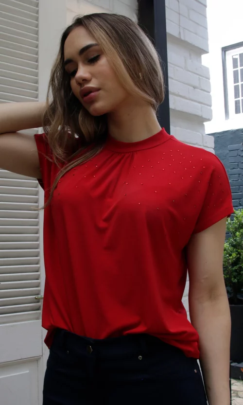 Camiseta mujer manga corta unicolor