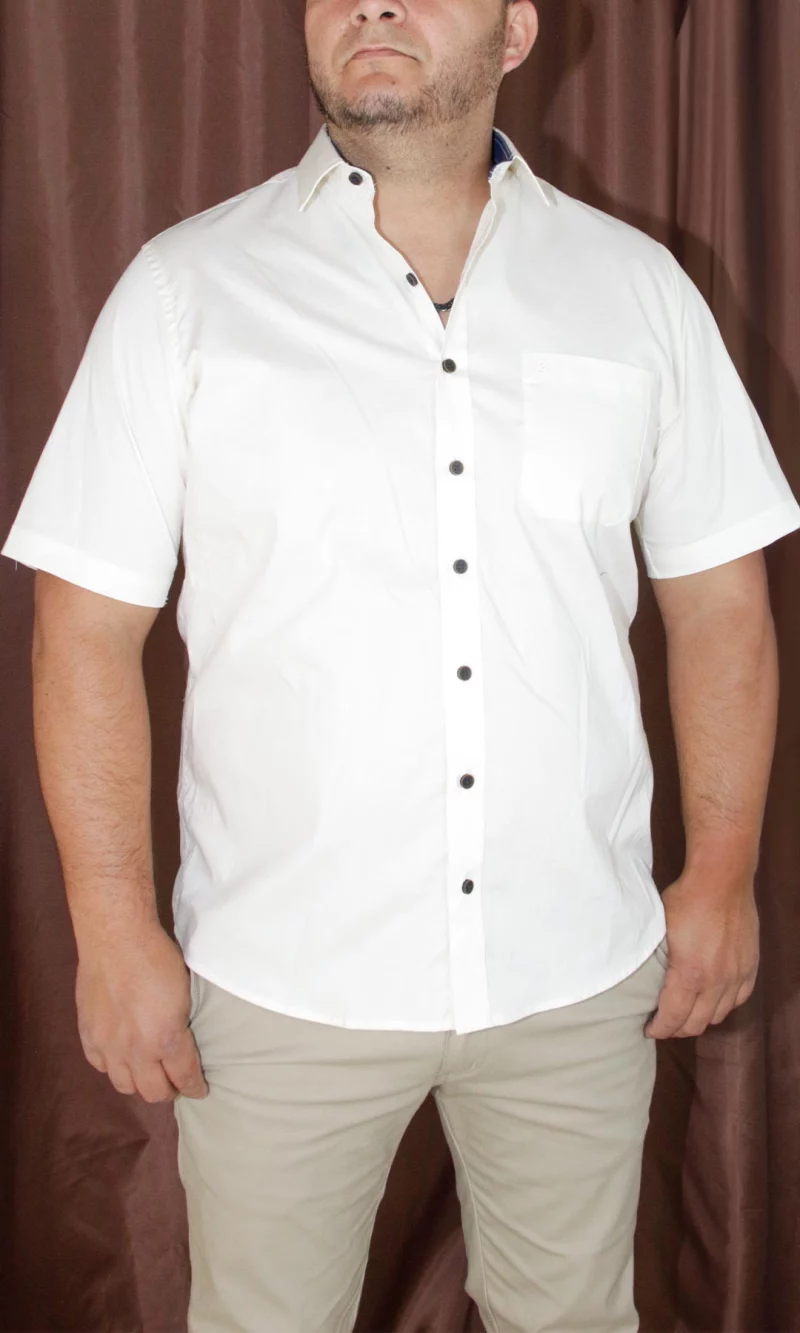 Camisa hombre manga corta unicolor - Imagen 4