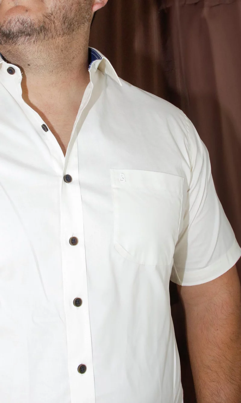Camisa hombre manga corta unicolor - Imagen 5