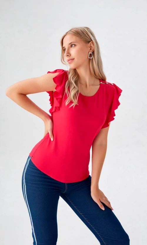 Blusa mujer manga corta unicolor