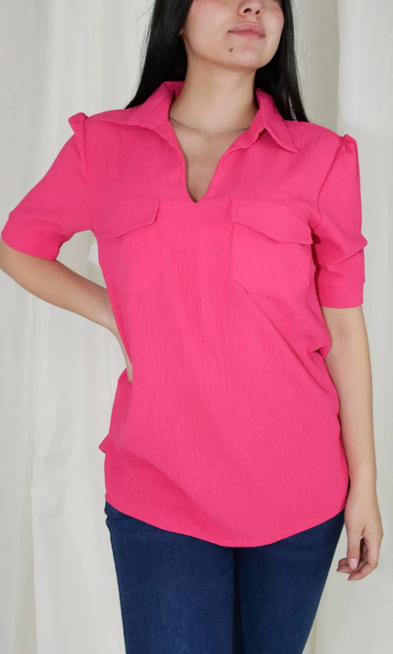 Blusa mujer manga corta unicolor - Imagen 4