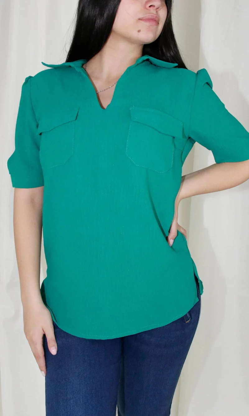 Blusa mujer manga corta unicolor - Imagen 7