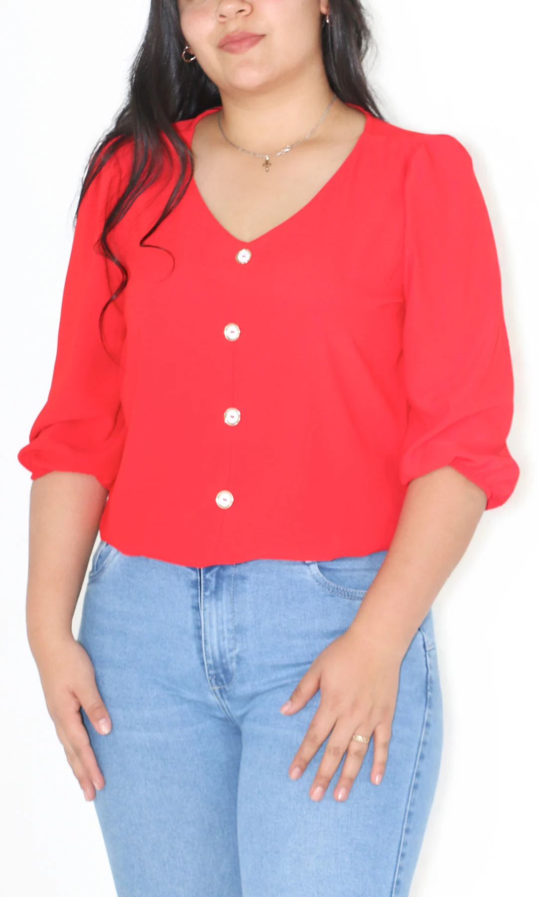 Blusa mujer manga 3/4 unicolor - Imagen 12