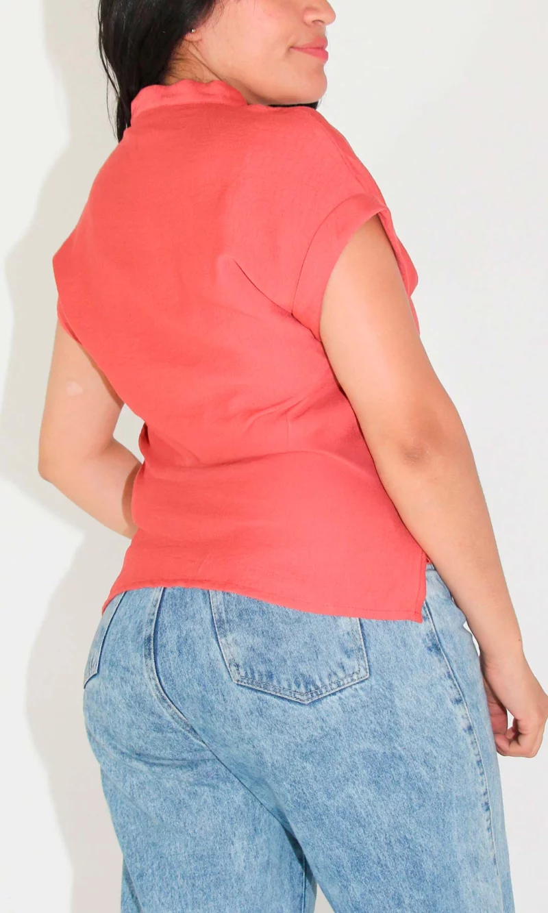 Blusa mujer manga corta unicolor - Imagen 6