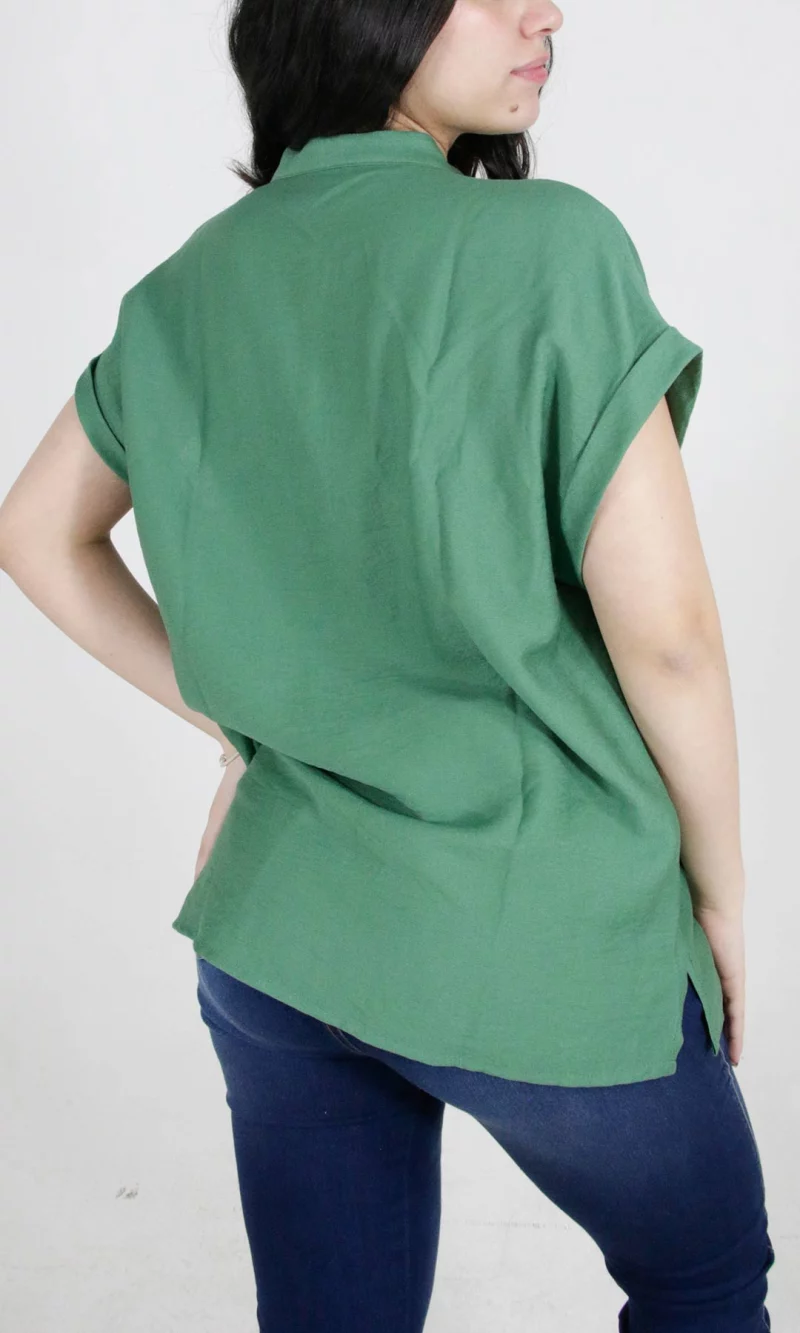 Blusa mujer manga corta unicolor - Imagen 3