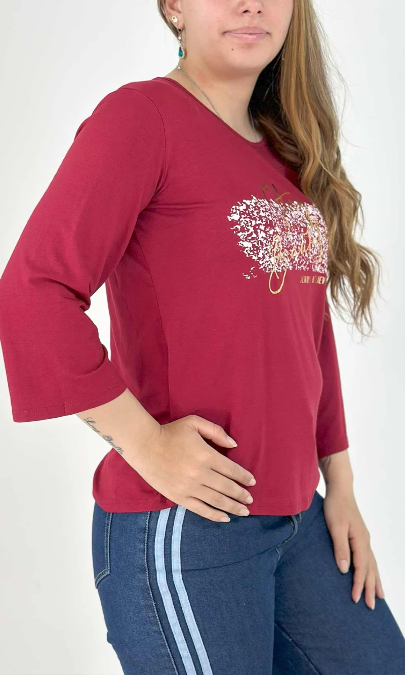 Camiseta mujer manga 3/4 estampada - Imagen 4