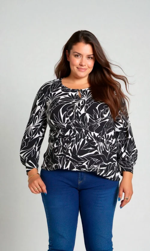 Blusa mujer manga 3/4 estampada