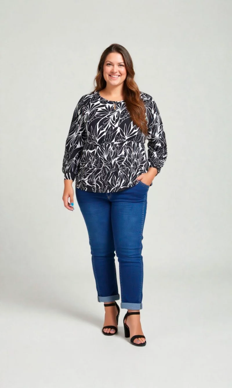 Blusa mujer manga 3/4 estampada - Imagen 2