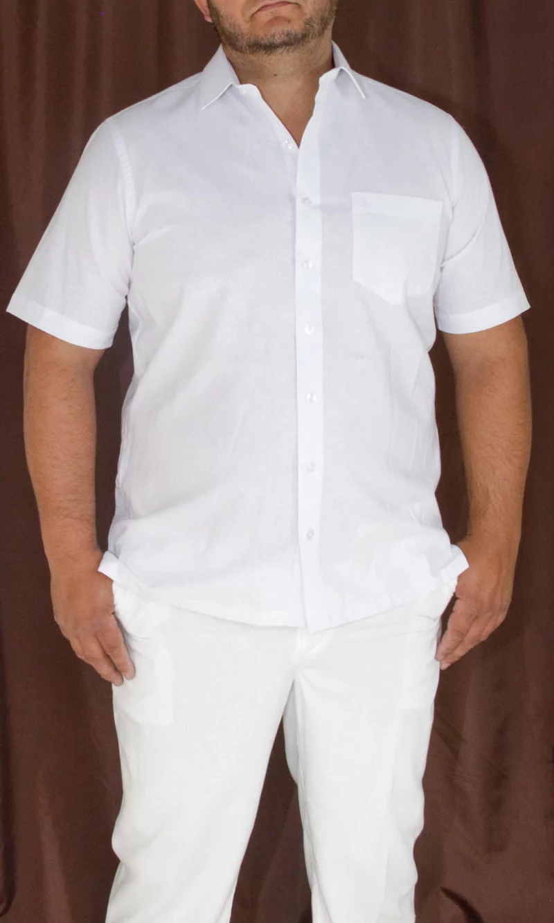 Guayabera hombre manga corta unicolor - Imagen 3