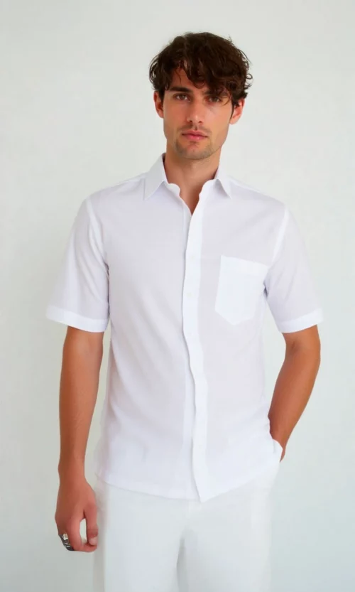 Guayabera hombre manga corta unicolor