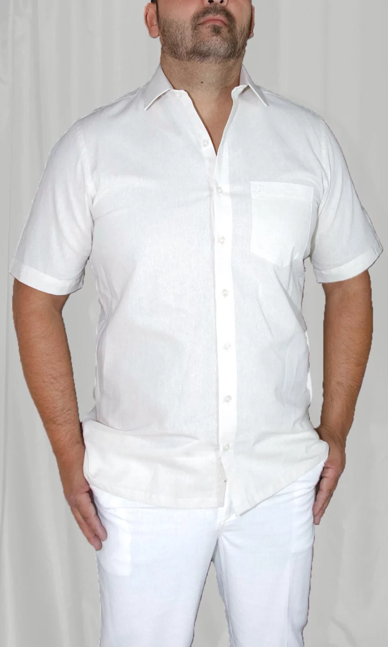 Guayabera hombre manga corta unicolor