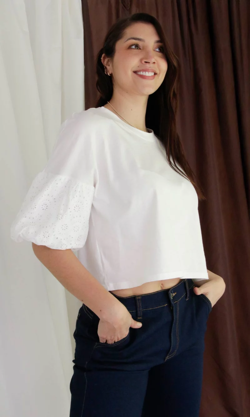 Camiseta mujer manga 3/4 unicolor - Imagen 2