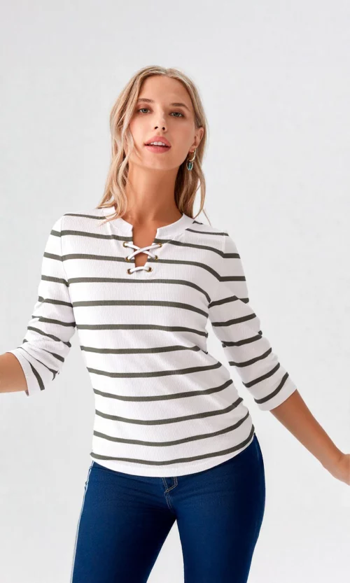 Camiseta mujer manga 3/4 rayas