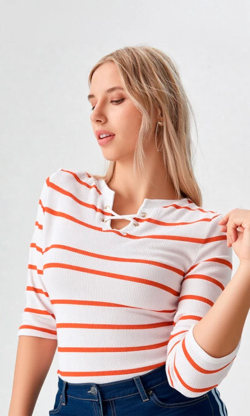 Camiseta mujer manga 3/4 rayas - Imagen 9