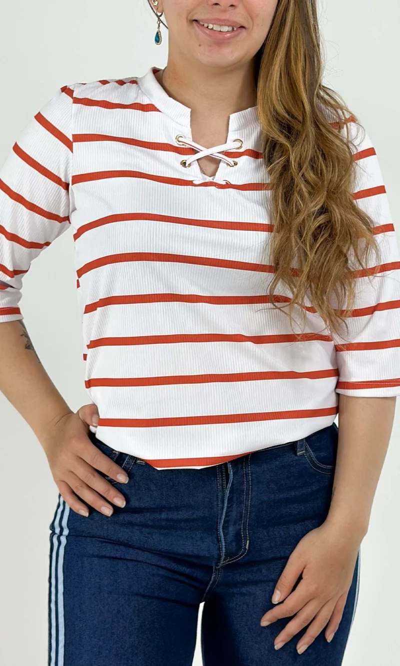Camiseta mujer manga 3/4 rayas - Imagen 7