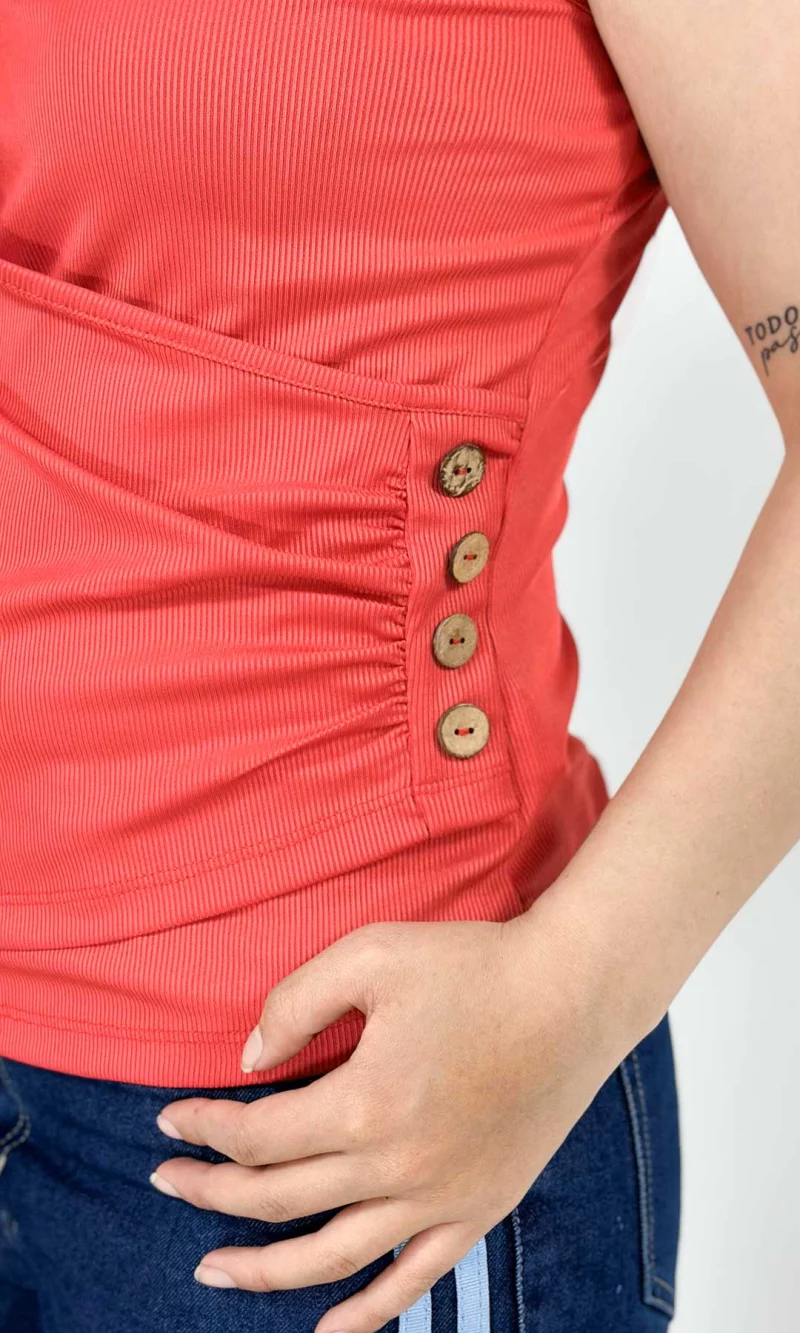 Camiseta mujer manga sisa unicolor - Imagen 2