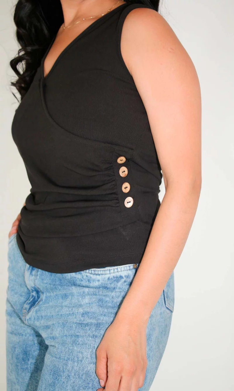 Camiseta mujer manga sisa unicolor - Imagen 2
