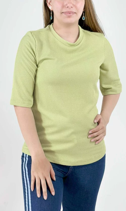 Camiseta mujer manga 3/4 unicolor