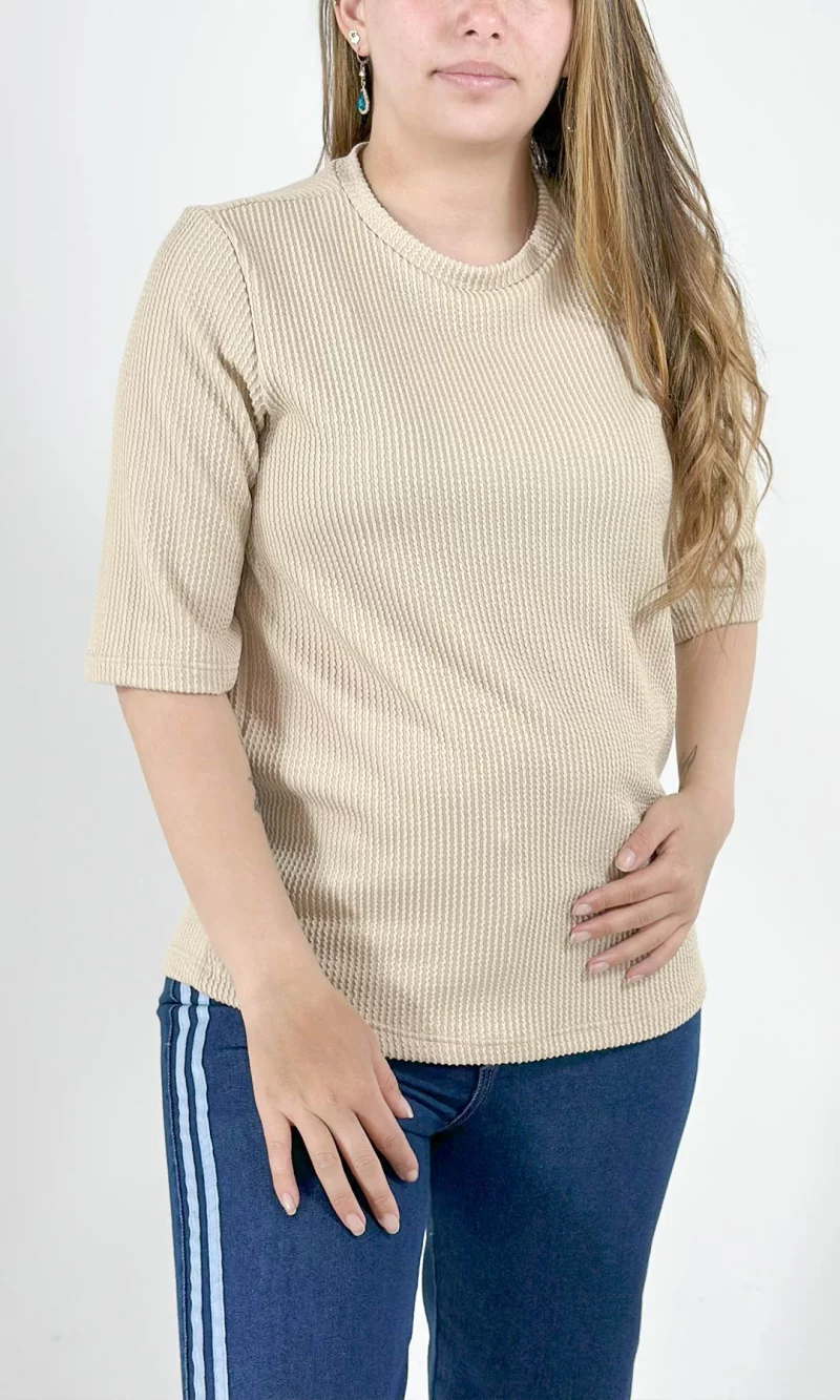 Camiseta mujer manga 3/4 unicolor - Imagen 4