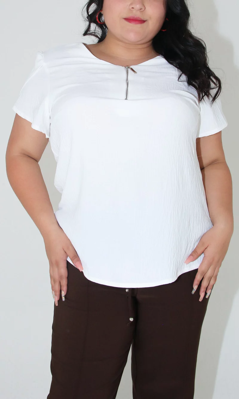 Blusa mujer manga corta unicolor - Imagen 5