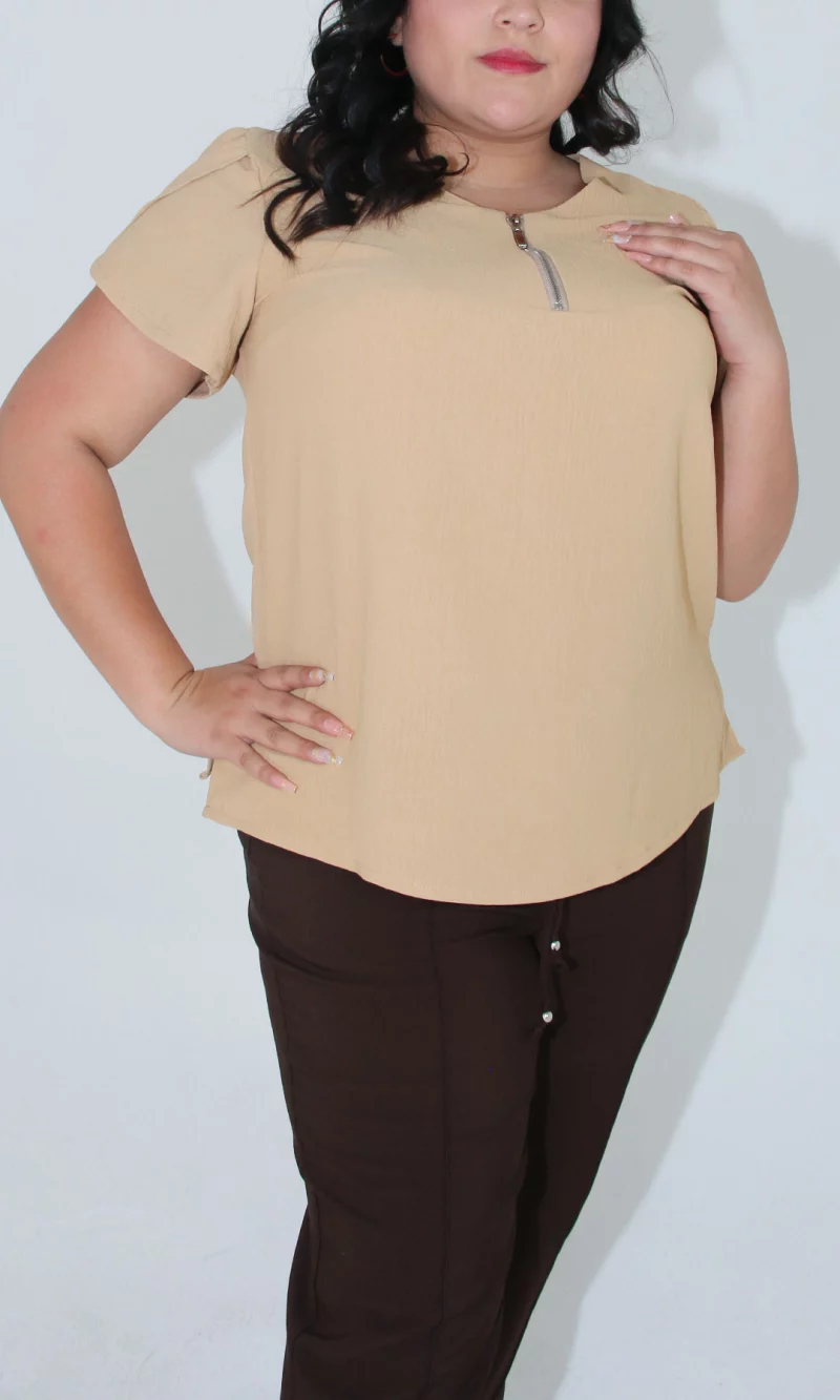 Blusa mujer manga corta unicolor