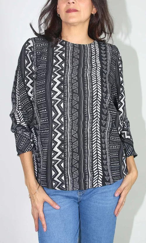 Blusa mujer manga 3/4 estampada