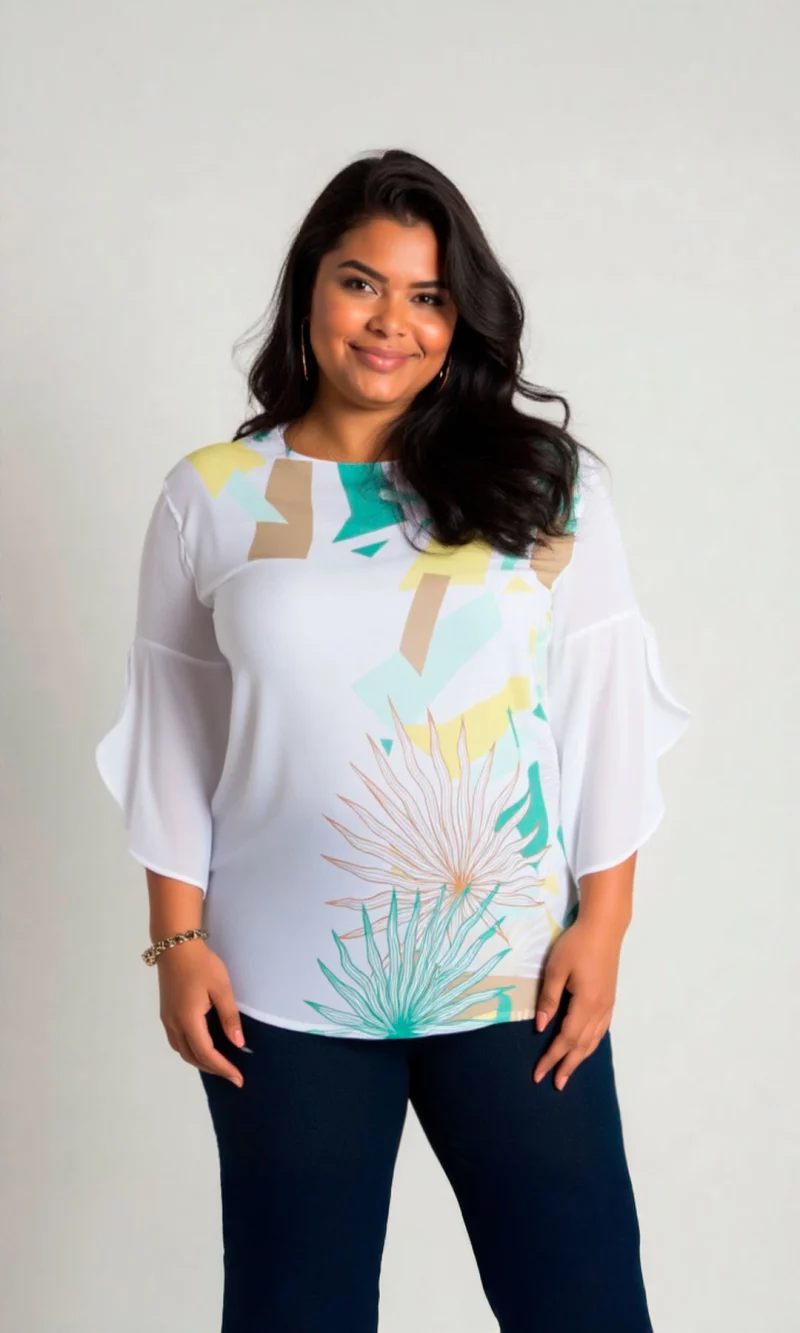 Blusa mujer manga 3/4 estampada - Imagen 7