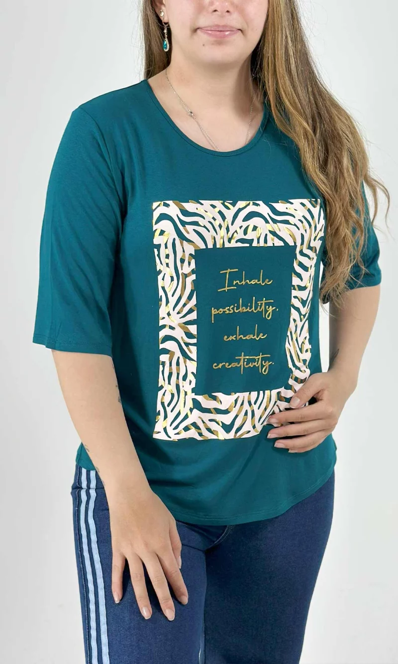 Camiseta mujer manga 3/4 estampada - Imagen 4