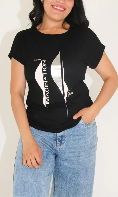 Camiseta mujer manga corta estampada