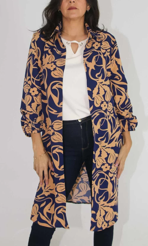 Ruana mujer manga 3/4 estampada