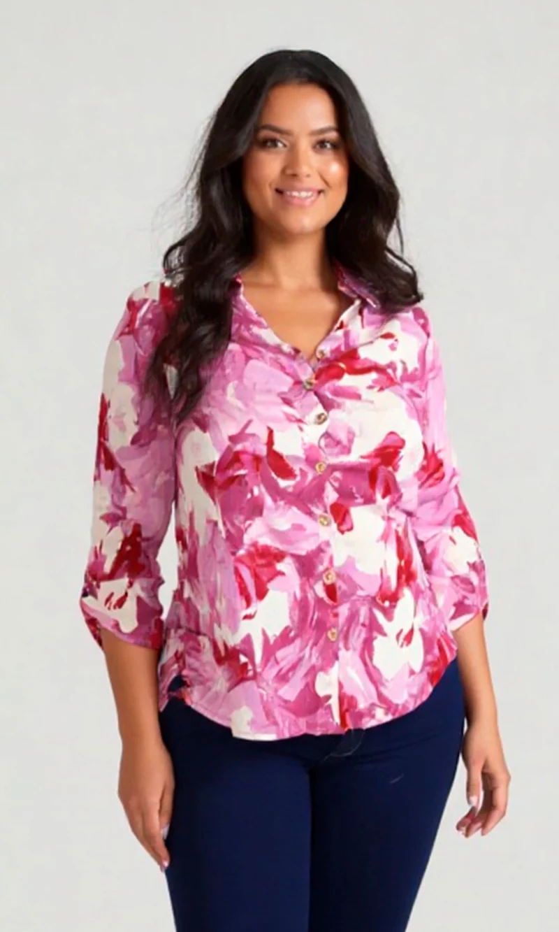 Blusa mujer manga 3/4 estampada - Imagen 2