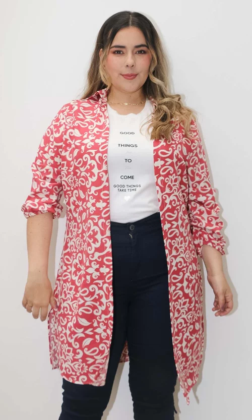 Ruana mujer manga 3/4 estampada