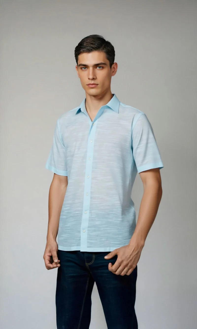 Guayabera hombre manga corta unicolor - Imagen 4