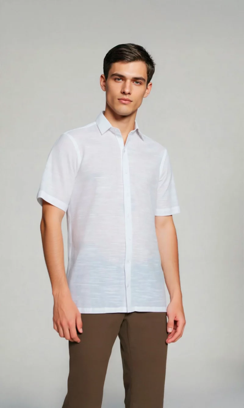 Guayabera hombre manga corta unicolor - Imagen 8