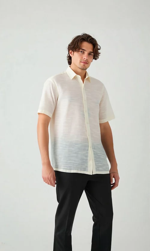 Guayabera hombre manga corta unicolor