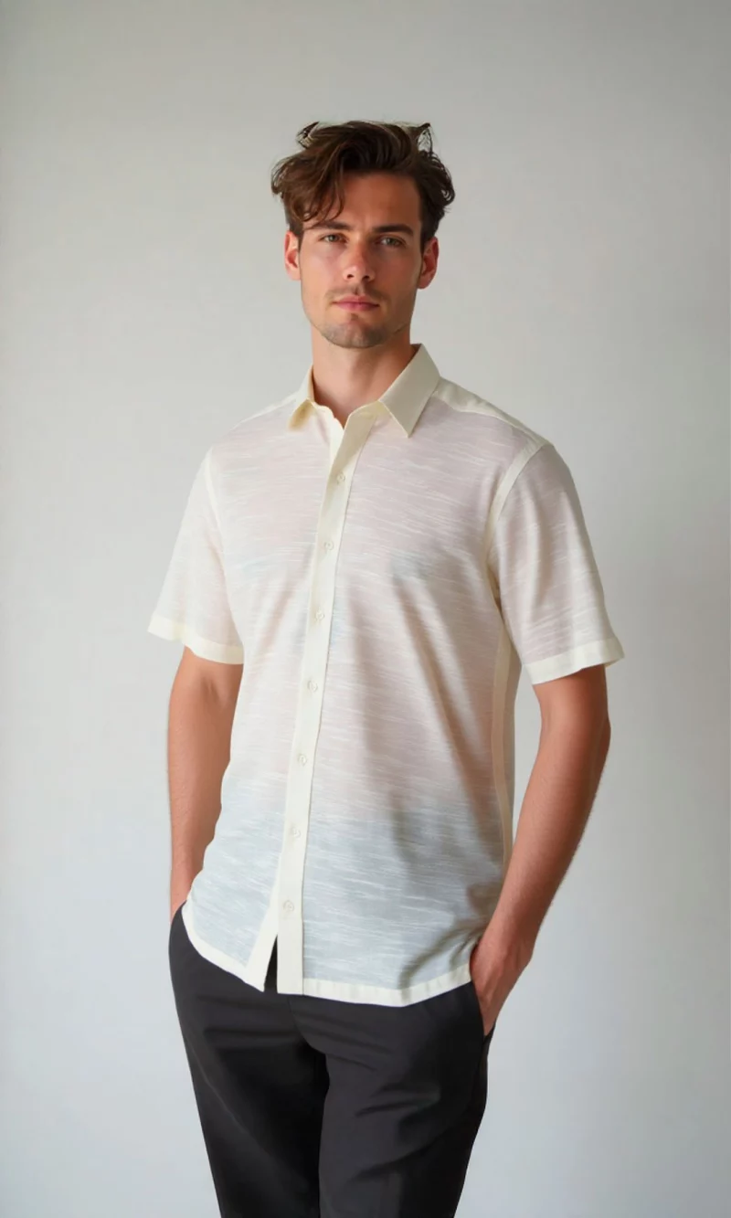 Guayabera hombre manga corta unicolor - Imagen 2