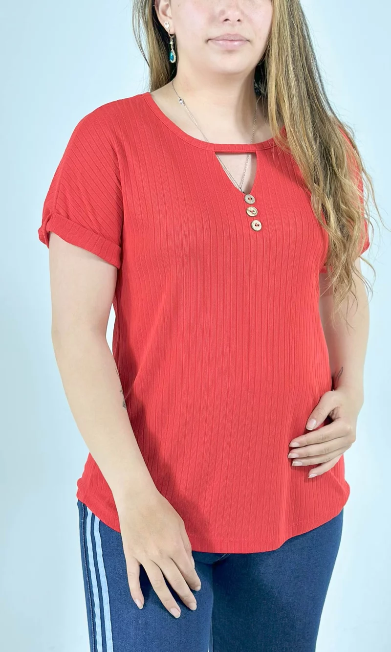 Camiseta mujer manga corta unicolor - Imagen 6