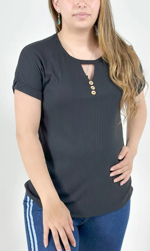 Camiseta mujer manga corta unicolor